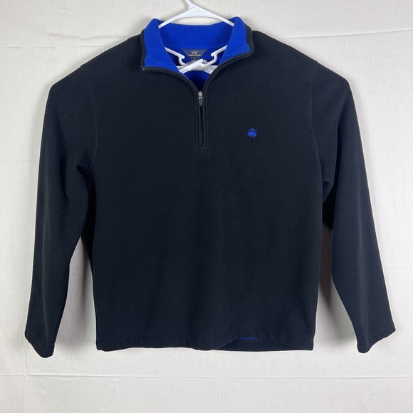 Men's 346 Brooks Brothers 1/4 Zip Size Large Casual Soft Black Logo - Picture 1 of 10